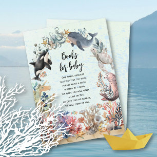 Carte D'accompagnement Sous la mer neutre Livres pour baby shower bébé