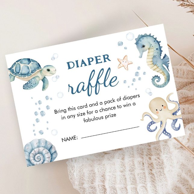 Carte D'accompagnement Sous La Mer ! Petit Baby shower Déchets Raffle (Créateur téléchargé)