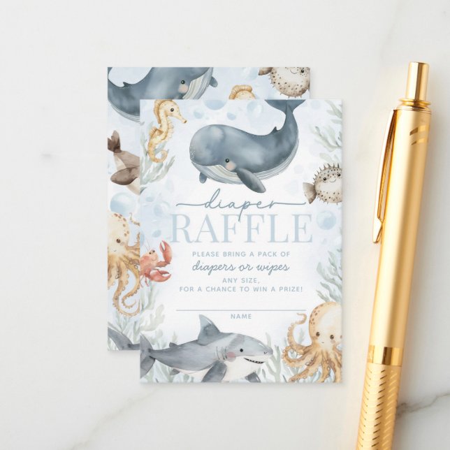Carte D'accompagnement Sous le Baby shower de la baleine de mer Déchets R (Devant/Arrière en situation)