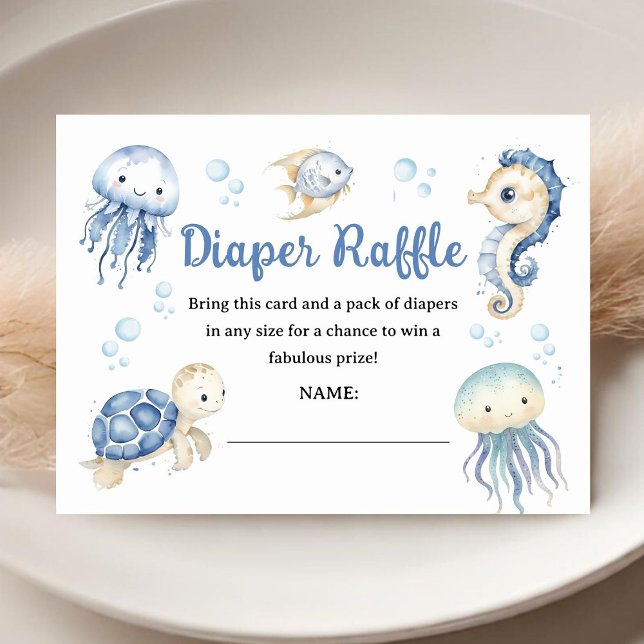 Carte D'accompagnement Sous le Baby shower de mer Boy Ocean Diaper Raffle (Créateur téléchargé)