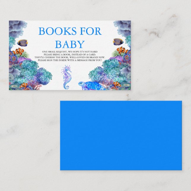 Carte D'accompagnement Sous le Baby shower de mer Livres pour bébé (Devant / Derrière)