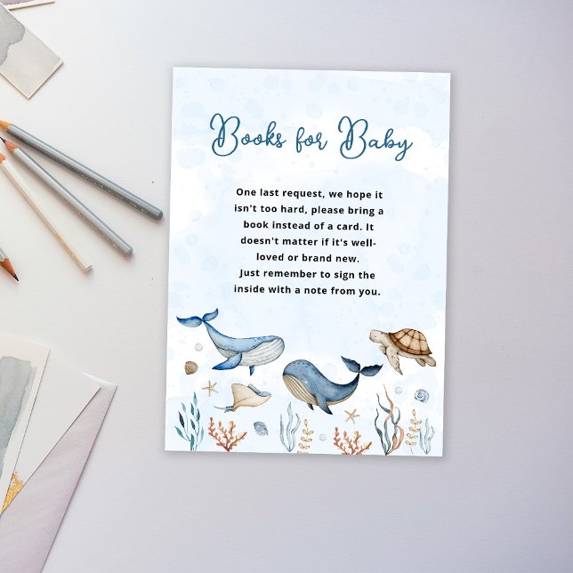 Carte D'accompagnement Sous le Baby shower de mer Livres pour bébé (Créateur téléchargé)