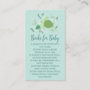 Carte D'accompagnement Sous le Baby shower des tortues de mer Livres pour