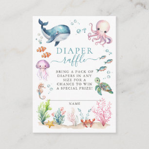 Carte D'accompagnement Sous le Baby shower Sea Animals Déchets Raffle