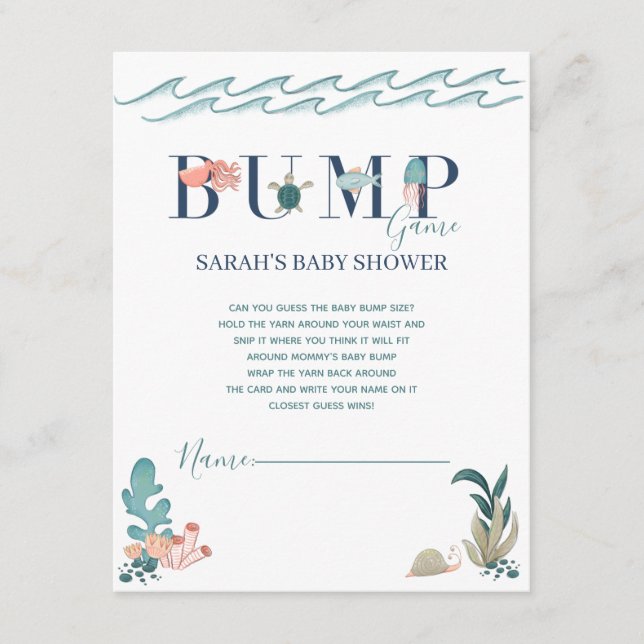 Carte D'accompagnement Sous le jeu de Baby shower Sea Ocean Animals (Devant)