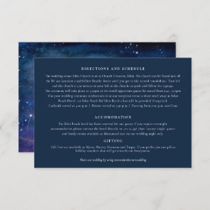Carte D'accompagnement Sous les étoiles art bleu violet détails mariage