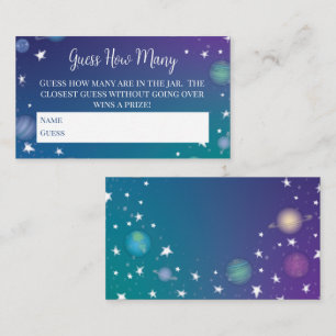 Carte D'accompagnement Space Galaxy Baby shower Devinez Combien De Jeu