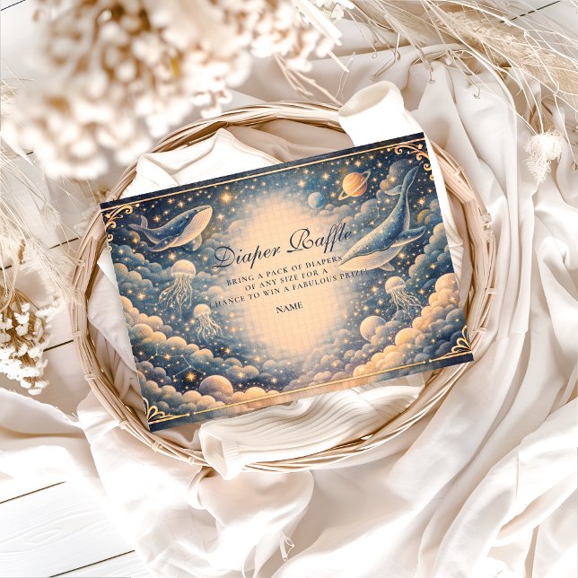 Carte D'accompagnement Space Ocean Whales Baby Shower Diapper Raffle (Créateur téléchargé)