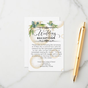 Carte D'accompagnement Sphères d'or et réception de mariage botanique