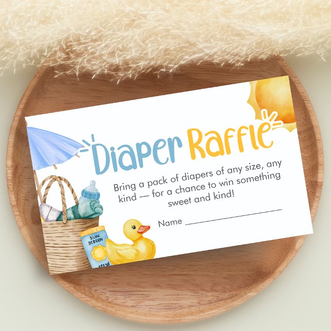 Carte D'accompagnement Splish Splash Summer Baby Shower Diaper Raffle (Blue Splish Splash Baby Shower Diaper Raffle)