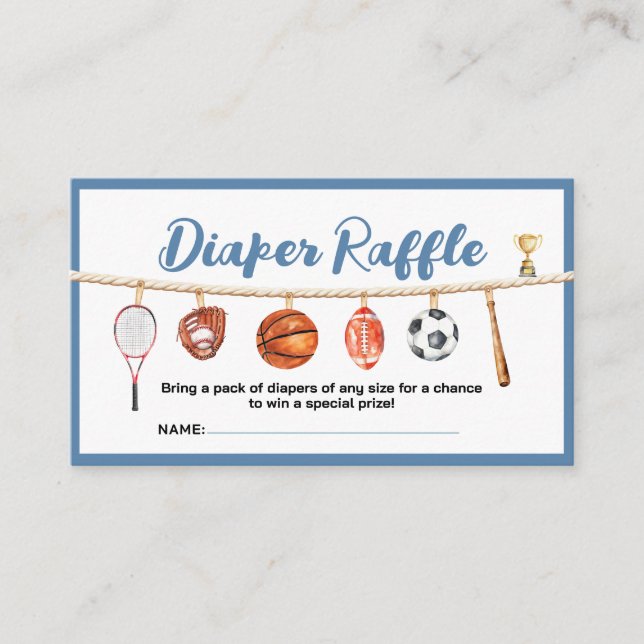 Carte D'accompagnement Sport Boy Ball All Star Themed Party Diaper Raffle (Devant)