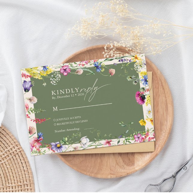 Carte D'accompagnement Spring Boho Chic Colorful Wildflower Wedding  (Créateur téléchargé)