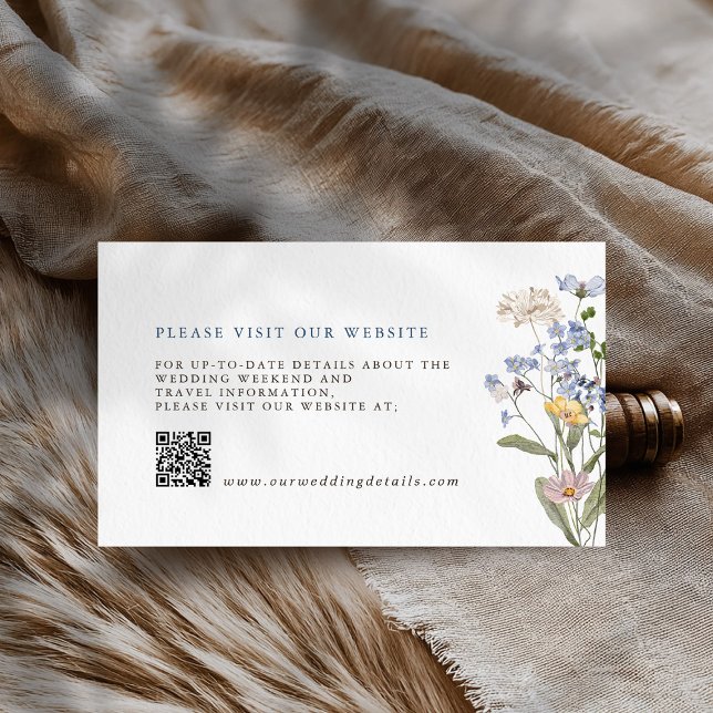 Carte D'accompagnement Spring Fleur sauvage Meadow Garden Détails du mari (Spring Wildflower Meadow Garden Wedding website Details QR code Enclosure Card)