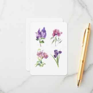 Carte D'accompagnement Spring Floral Watercolor – Botanical Flowers