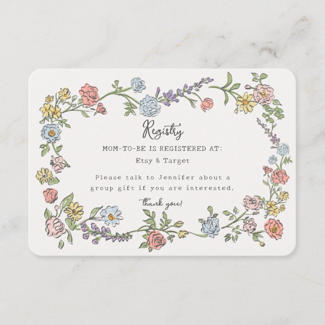 Carte D'accompagnement Spring Garden Party Floral Baby Registry Insertion (Devant)