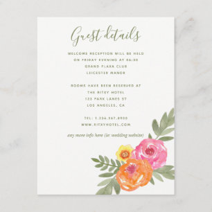 Carte D'accompagnement Spring Wedding watercolor flowers Détails de l'inv