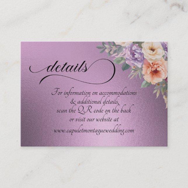 Carte D'accompagnement Spring Wildflowers, QR Code - Lavender (Devant)