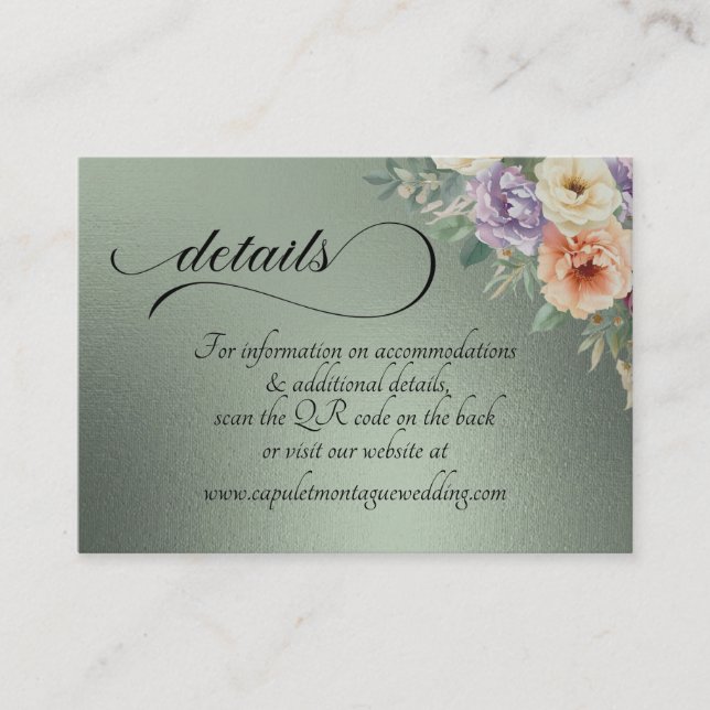 Carte D'accompagnement Spring Wildflowers, QR Code - Sage (Devant)