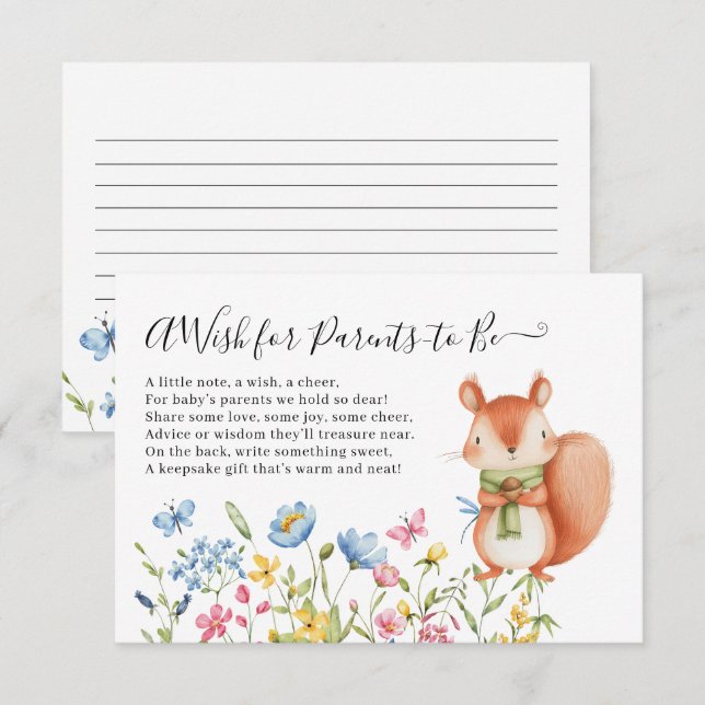 Carte D'accompagnement Squirrel Nutkin Souhaite une douche pour les paren (Devant / Derrière)