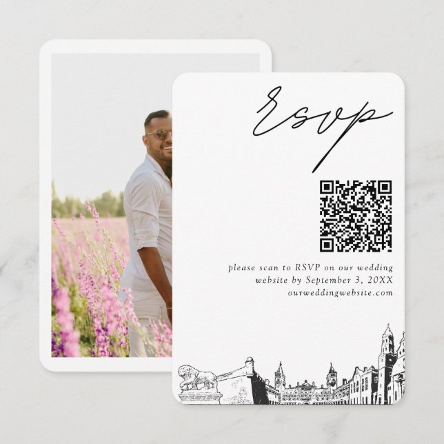 Carte D'accompagnement St Augustine Florida Mariage RSVP QR Code Petit (Devant / Derrière)