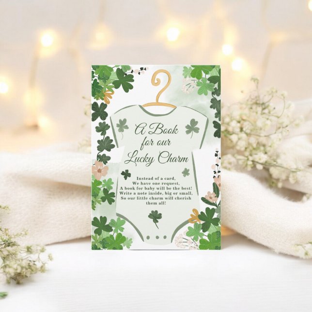 Carte D'accompagnement St. Patrick's Lucky Charm Livres pour le Baby show (St. Patrick’s Lucky Charm Books for Baby Shower Enclosure Card)