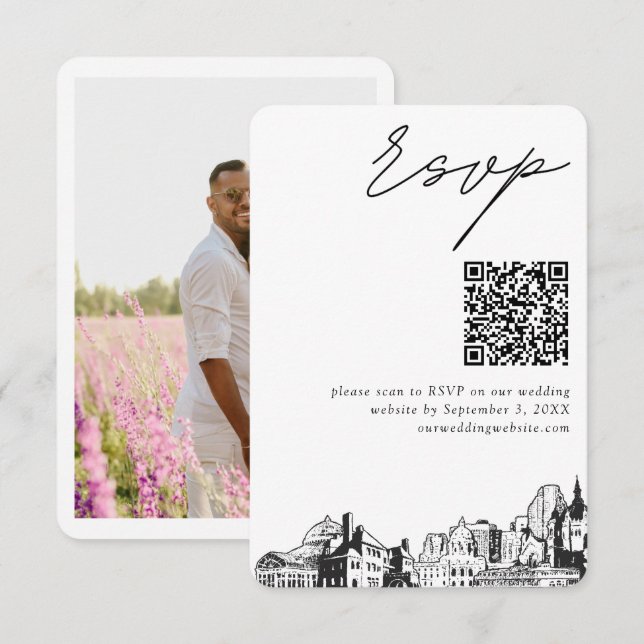 Carte D'accompagnement St Paul Mariage Moderne RSVP QR Code (Devant / Derrière)