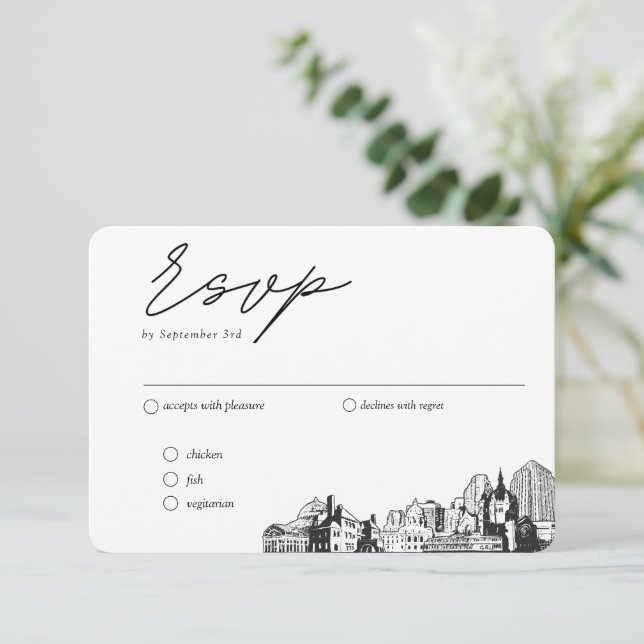 Carte D'accompagnement St. Paul Mariage traditionnel RSVP Option de repas (Debout devant)