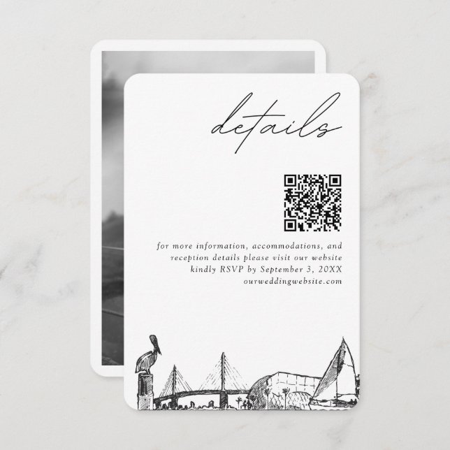 Carte D'accompagnement St Petersburg Mariage Détails modernes Code QR (Devant / Derrière)