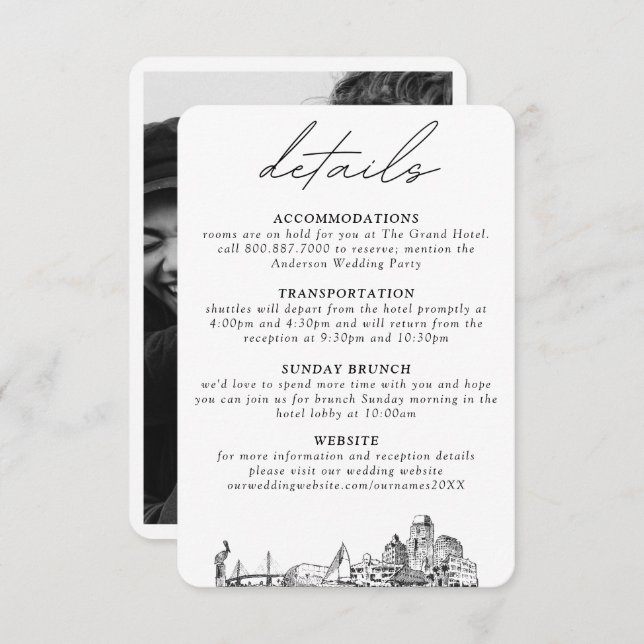 Carte D'accompagnement St. Petersburg Wedding Small Vertical Details (Devant / Derrière)