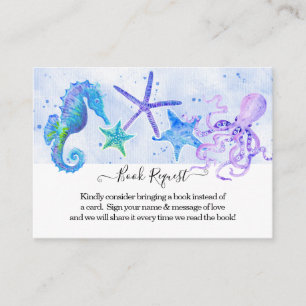Carte D'accompagnement Starfish Octopus Seahorse Beach Baby shower bleu
