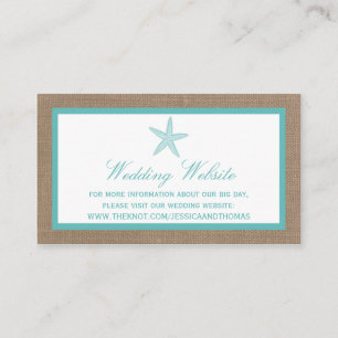 Carte D'accompagnement Starfish Turquoise Burlap Beach Wedding Collection