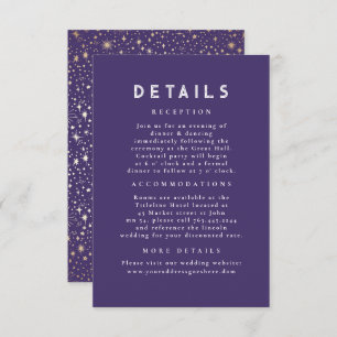 Carte D'accompagnement Starry Night Celestial Purple Détails du Mariage