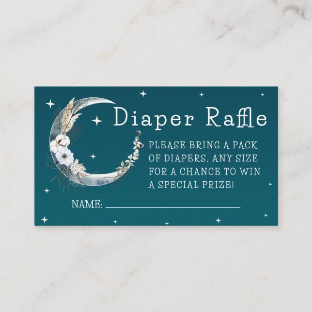 Carte D'accompagnement Starry Night Navy Boho Pampas Grass Diaper Raffin (Devant)