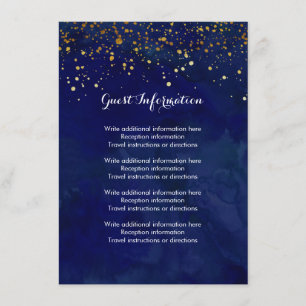Carte D'accompagnement Starry Night Navy et Faux Gold Parties scintillant