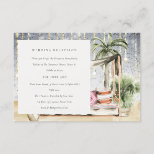 Carte D'accompagnement Starry Night Tropic Palm Cabana Mariage Réception