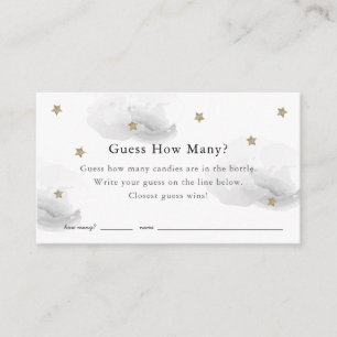 Carte D'accompagnement Stars Clouds Devine Combien De Baby shower Gris Je