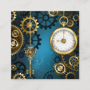 Carte D'accompagnement Steampunk Arrière - plan turquoise avec Gears