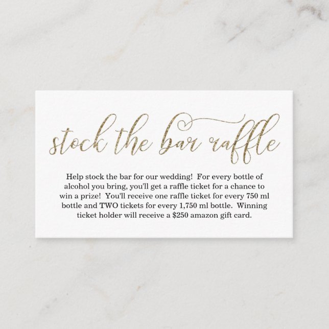 Carte D'accompagnement Stock de la Barre Raffle Card Bridal Shower Invita (Devant)