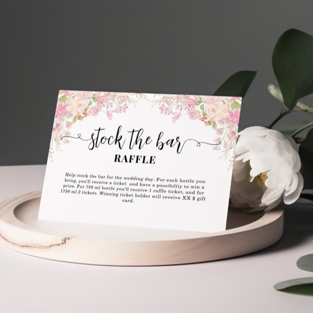 Carte D'accompagnement Stock floral rose la Fête des mariées du bar (Créateur téléchargé)