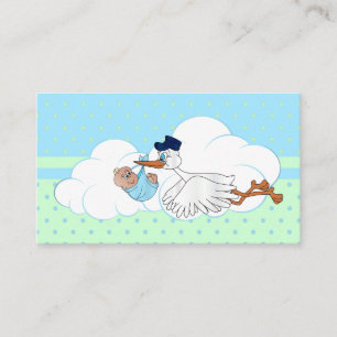 Carte D'accompagnement Stork avec un mignon petit bébé livre petit garçon