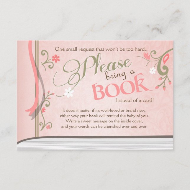 Carte D'accompagnement Storybook Apportez un livre Vintage Rose et Gold G (Devant)