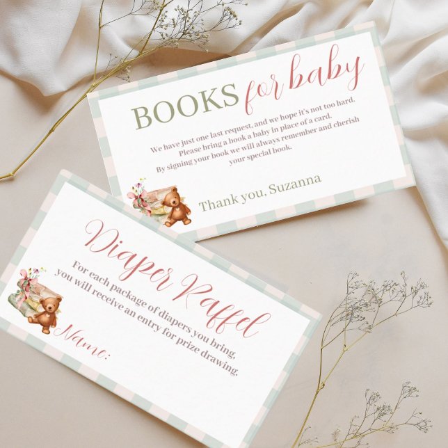 Carte D'accompagnement Storybook Baby shower Nouveau chapitre commence li (Storybook Baby Shower Enclosure Cards. Easy to personalize.)