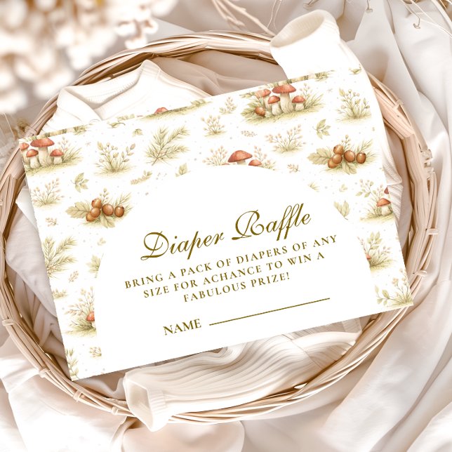 Carte D'accompagnement Storybook Mushroom Woodland  Diapper Raffle (Créateur téléchargé)