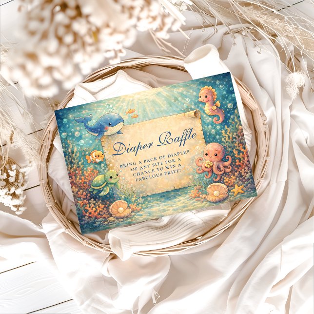 Carte D'accompagnement Storybook Ocean Friends Diapper Raffle (Créateur téléchargé)