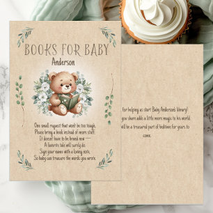 Carte D'accompagnement Storybook Teddy Bear Sage Tan Vintage Livres Baby