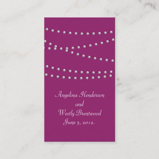 Carte D'accompagnement Strands de perles sur Magenta Mariage Website Card (Devant)