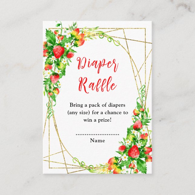 Carte D'accompagnement Strawberries and Daisies Baby Shower Diaper Raffle (Devant)