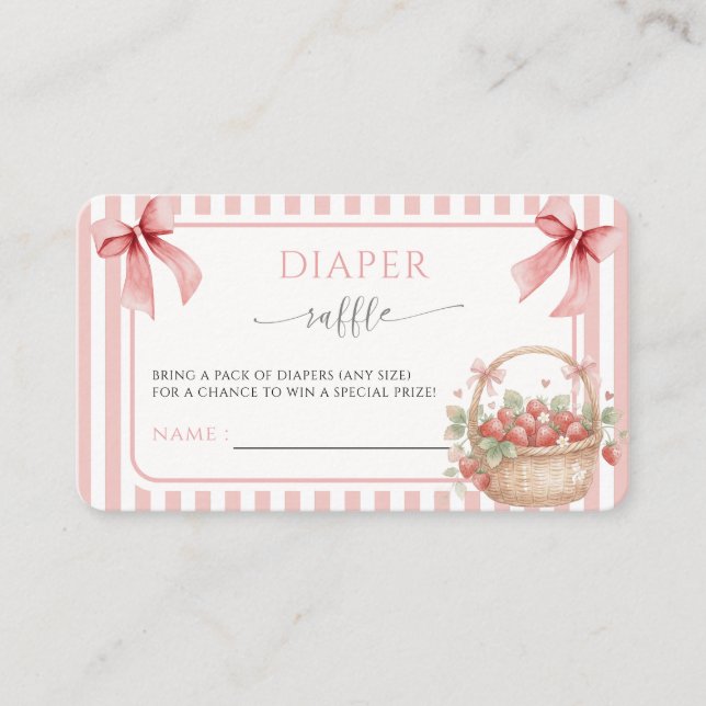 Carte D'accompagnement Strawberry Berry Sweet Pink Stripe Bow Baby shower (Devant)