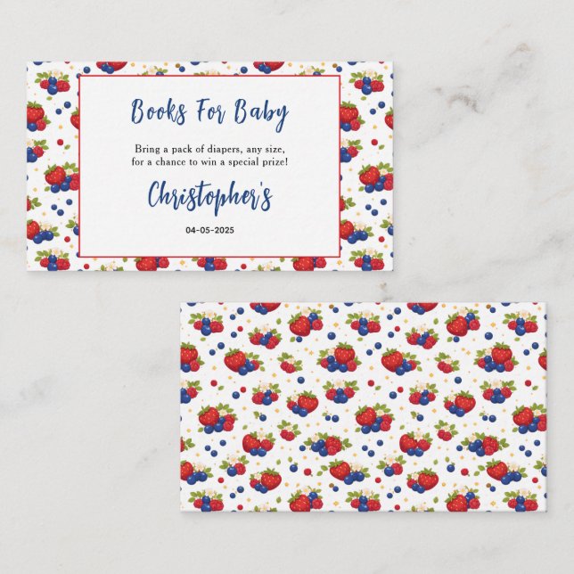 Carte D'accompagnement Strawberry Blueberry Berry Sweet Boy Baby Shower (Devant / Derrière)