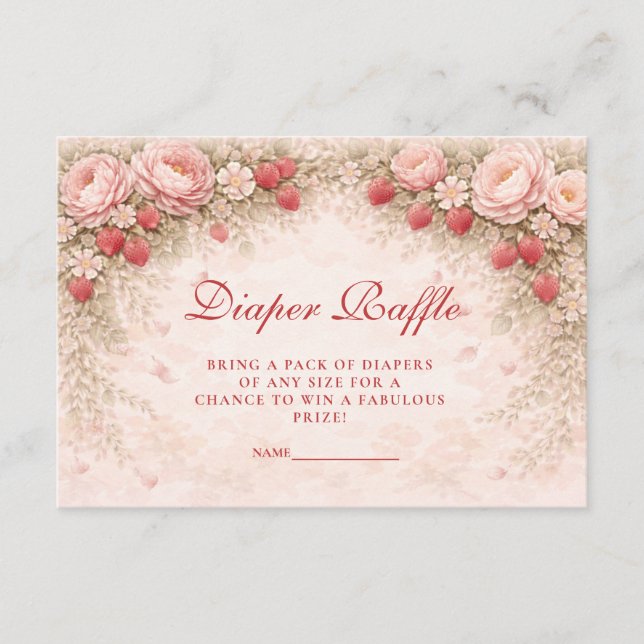 Carte D'accompagnement Strawberry Blush Floral Diapper Raffle (Devant)